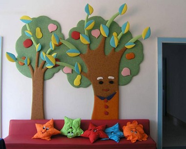幼儿园墙面布置图片:树叶宝宝
