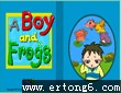 a boy and frogs.